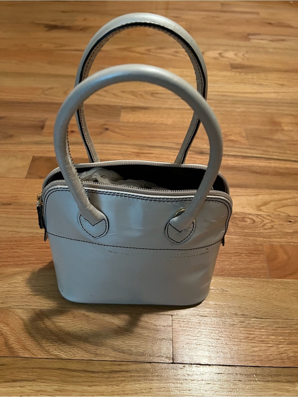 White Structured Top-Handle leather Women’s Bag